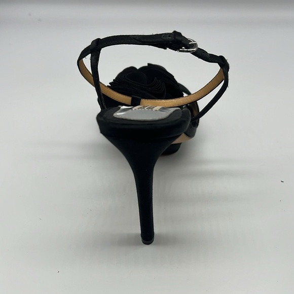 Badgley Mischka - Black Fabric Petal Adjustable Ankle High Heels Platforms 9.5 - Picture 5 of 14